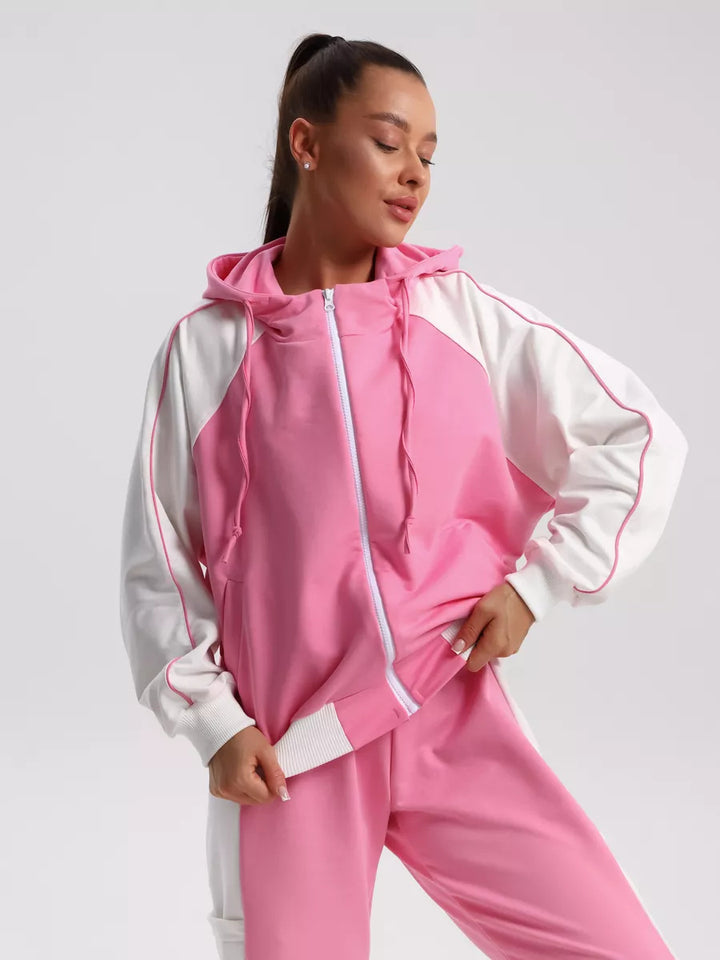 Damen Sportliches Freizeit-Set mit farblichen Kontrasten und praktischen Taschen Drune