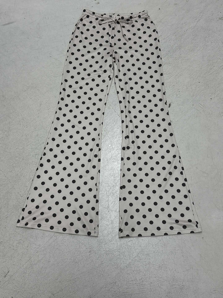 Damen Flared Pants mit modischem Punktmuster und verstellbarem Taillenband Drune