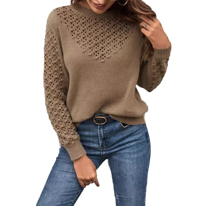 Damen Strickpullover mit luftiger Ajour-Muster und hochwertigen Details Drune
