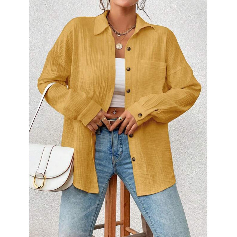 Damen lässige Overshirt-Bluse mit Knopfdetails Drune