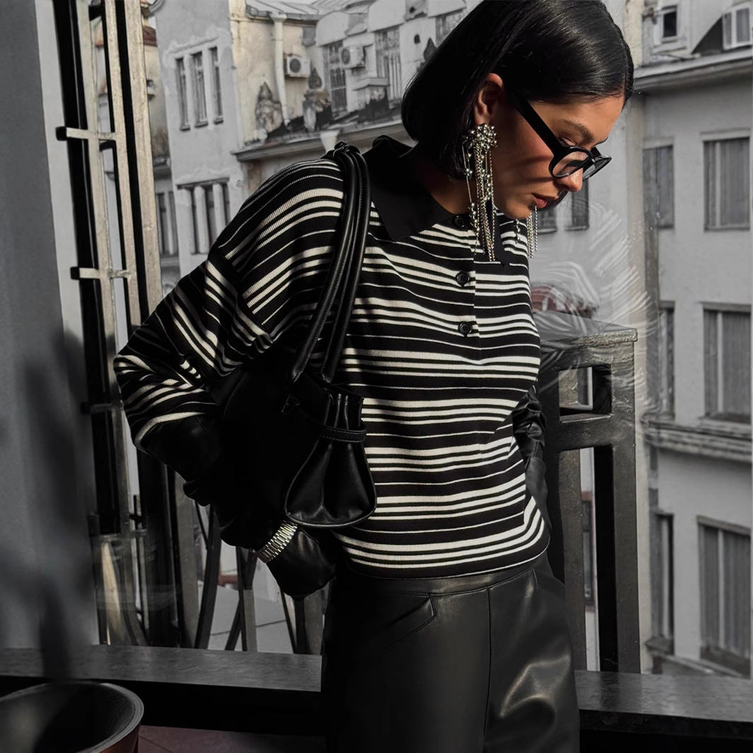 Damen gestreifter Cardigan mit lässiger Passform Drune