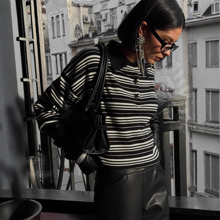 Damen gestreifter Cardigan mit lässiger Passform Drune