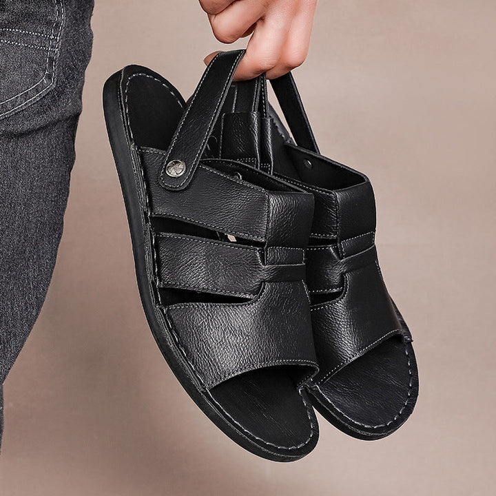Herren Bequeme und elegante Leder-Sandalen mit verstellbarem Riemensystem Drune