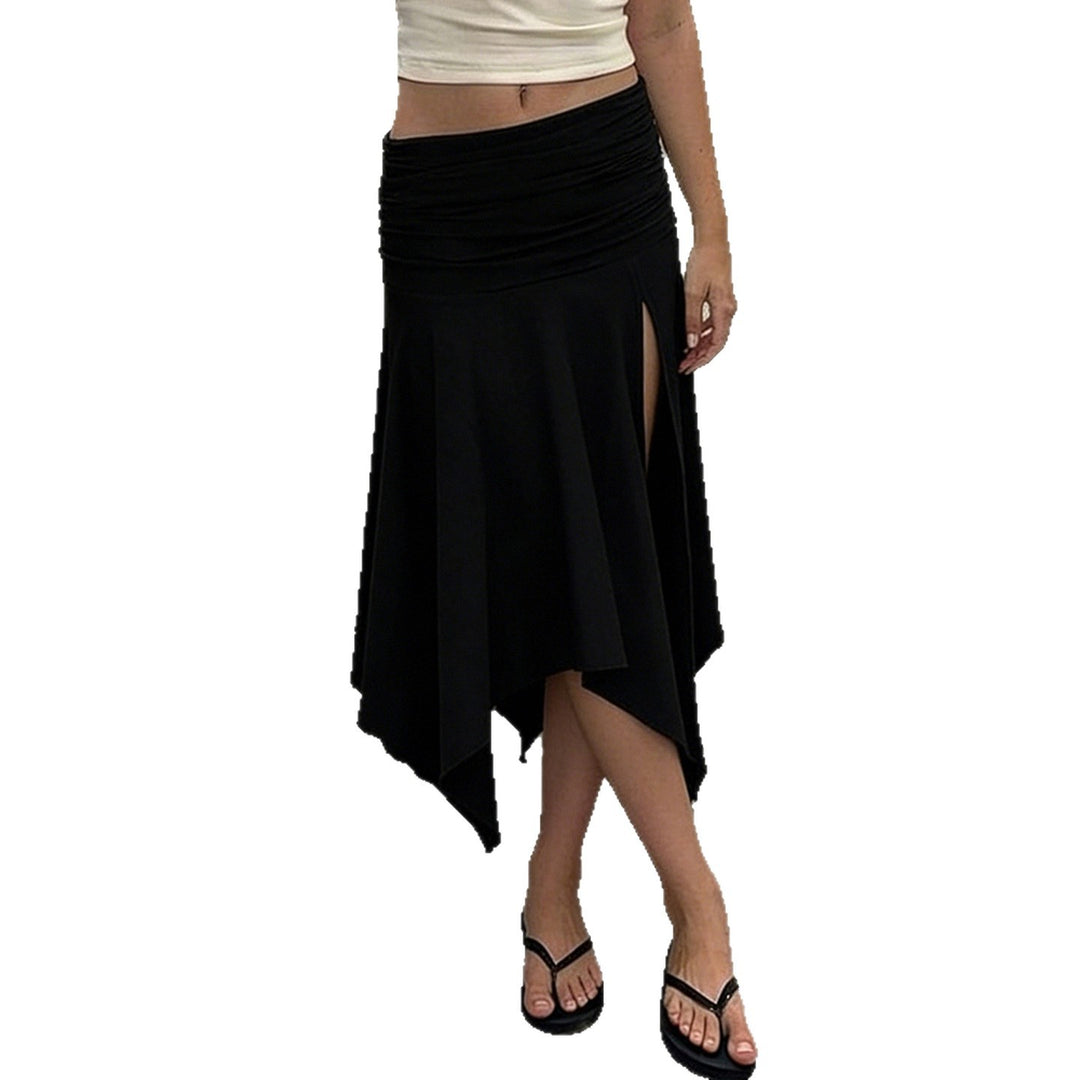 Damen asymmetrischer Wickelrock mit Raffungen Drune