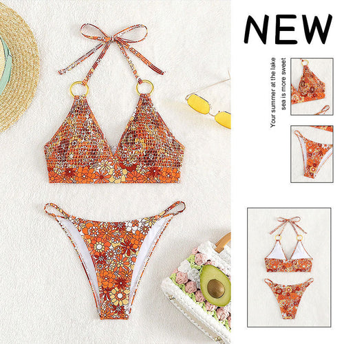 Damen Triangel-Bikini mit raffinierten Rüschendetails und zierlichen Schnüren Drune