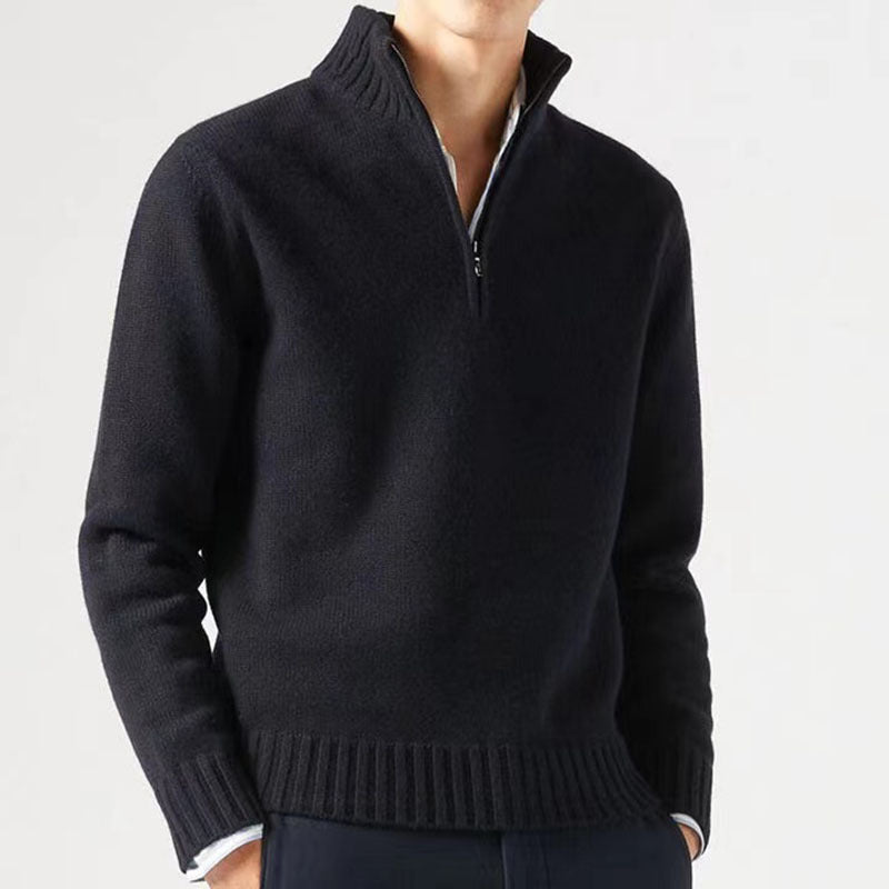 Herren Pullover mit hohem Kragen und modernem Reißverschluss Drune