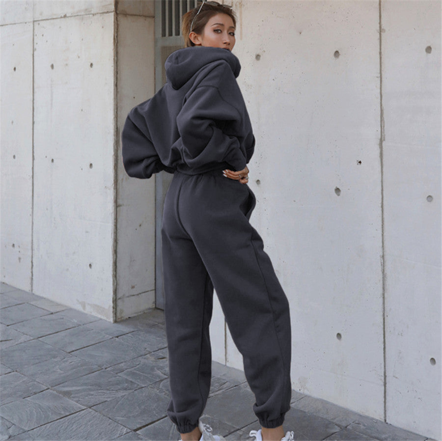Damen Modischer Hoodie-Jumpsuit mit lässigem Schnitt und praktischen Taschen Drune