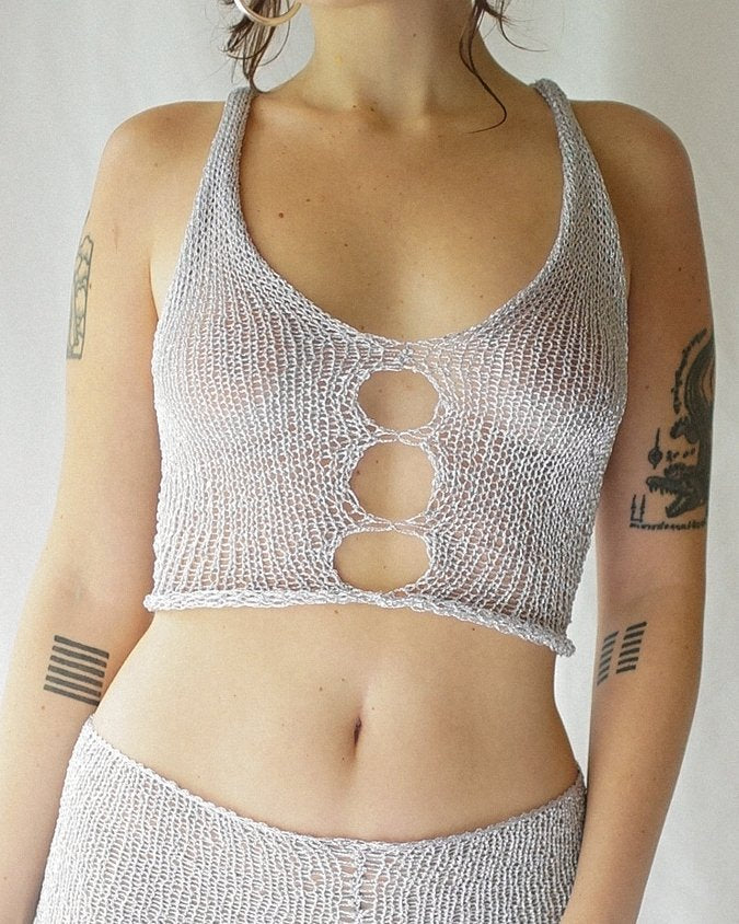 Damen transparentes Netz-Top und Short-Set Drune
