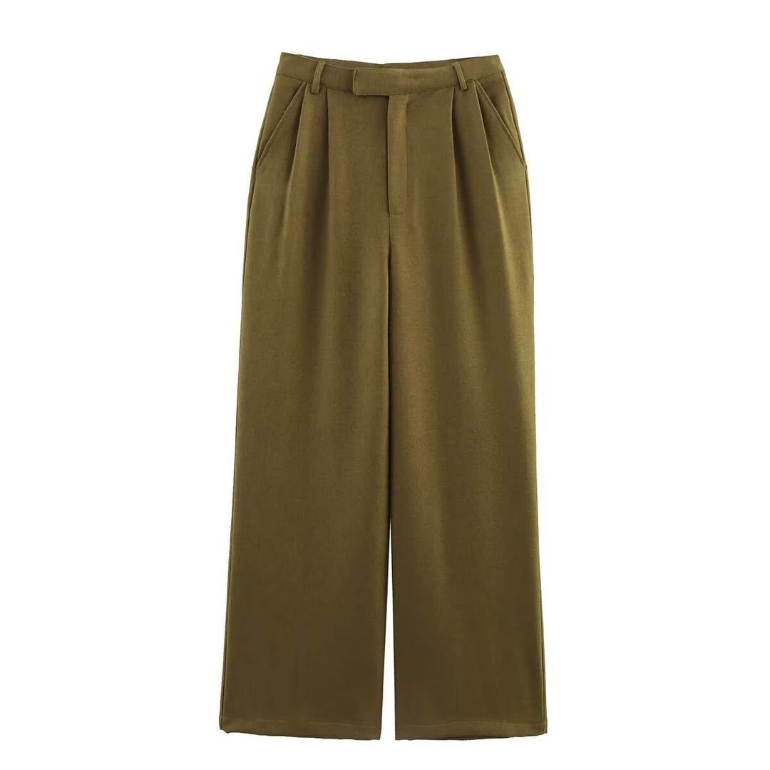 Damen weite Hose mit hohem Bund und Faltenwurf Drune