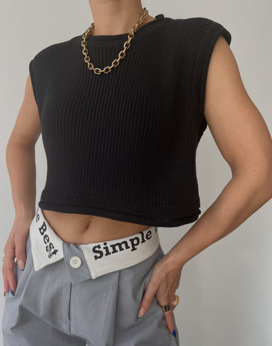 Damen cropped Rippenoberteil mit lässigem Look Drune