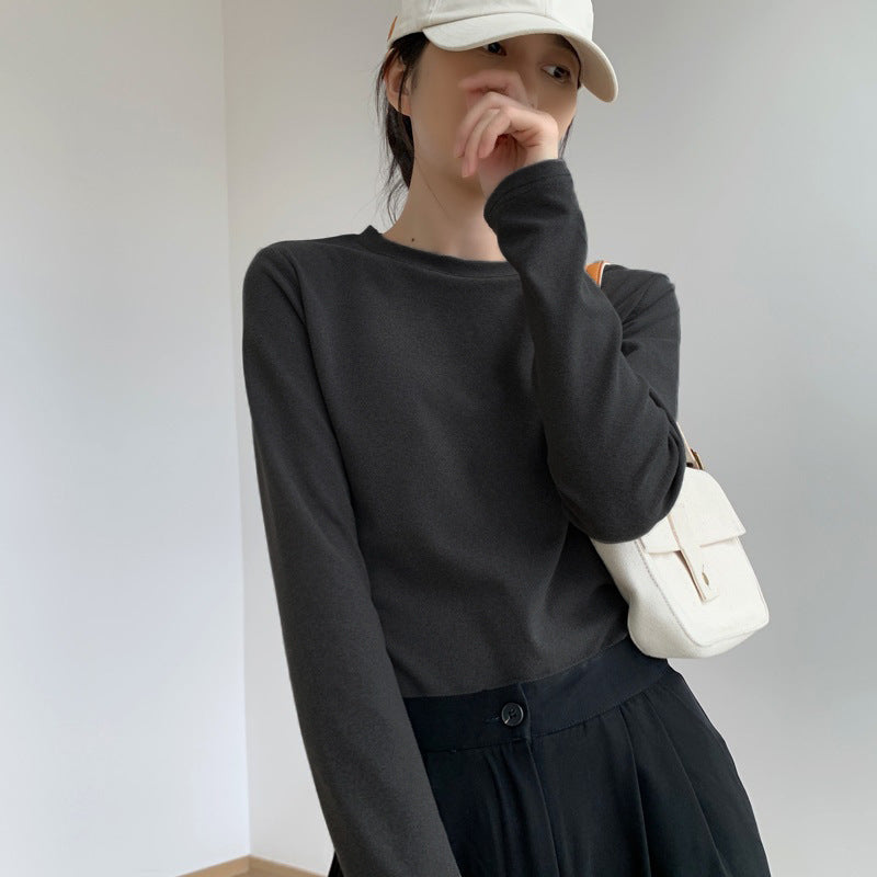 Damen lässiges Langarmshirt mit feiner Struktur Drune