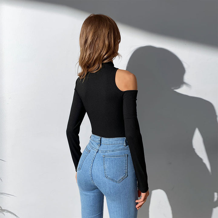Damen Ein-Schulter Bodysuit mit langen Ärmeln und elegantem Schnitt Drune