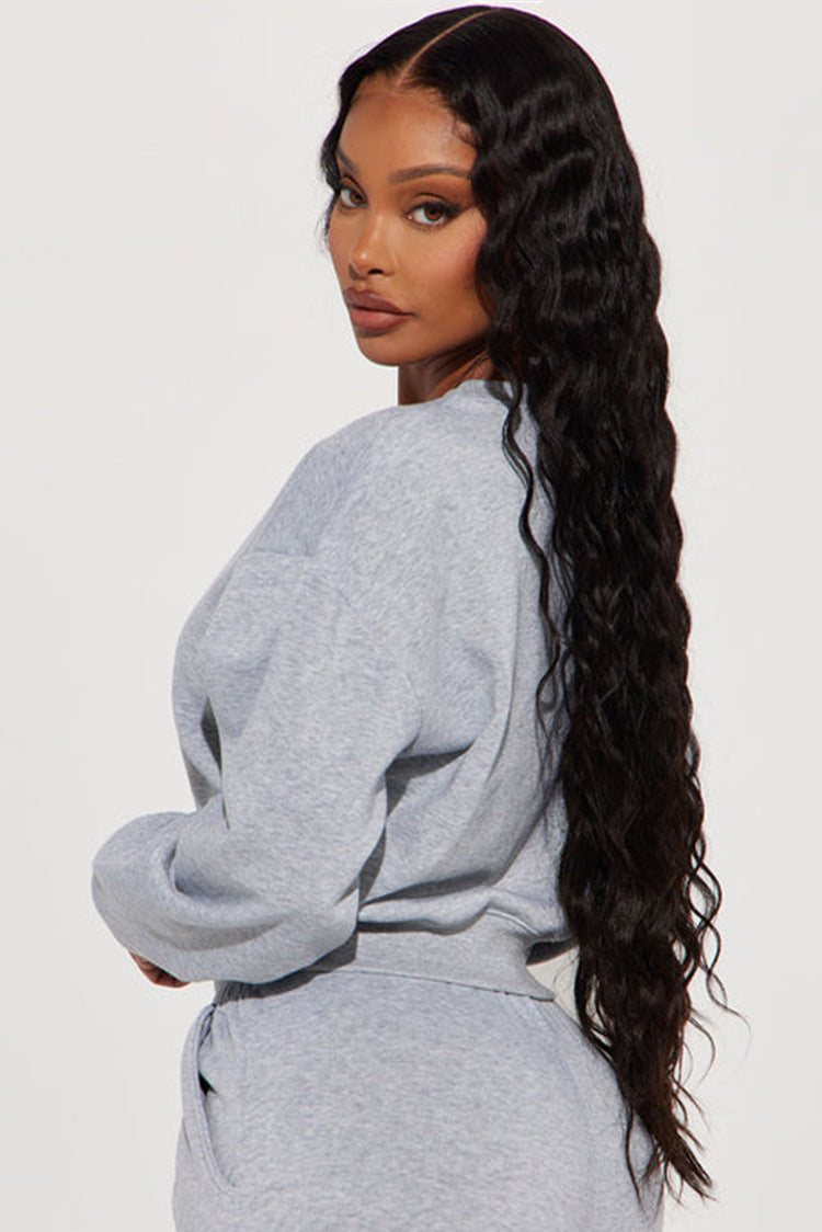Damen cropped Sweatshirt mit voluminösen Ärmeln Drune