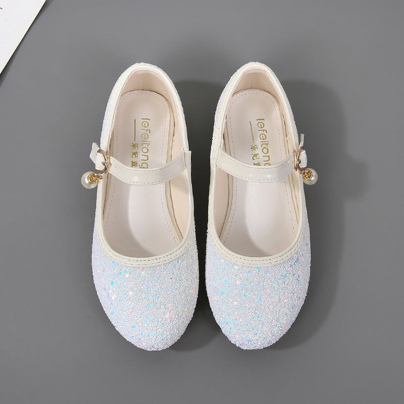 Mädchen Glitzernde Mary Jane Ballerinas mit Perlenapplikation Drune