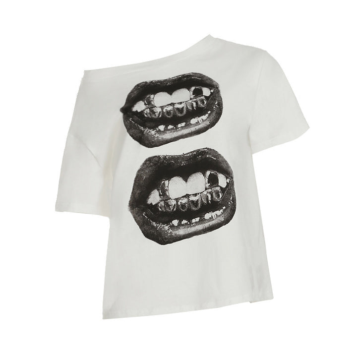 Damen Kreatives Oversized T-Shirt mit grafischem Druck Drune