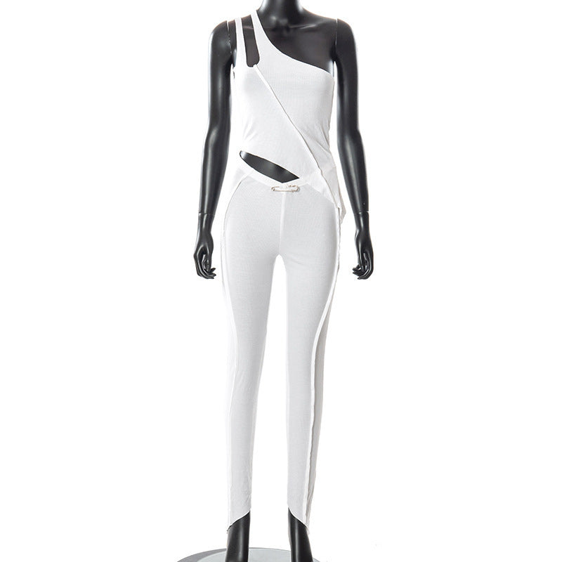 Damen asymmetrischer Jumpsuit mit modischem Cut-Out und eleganter Taillierung Drune