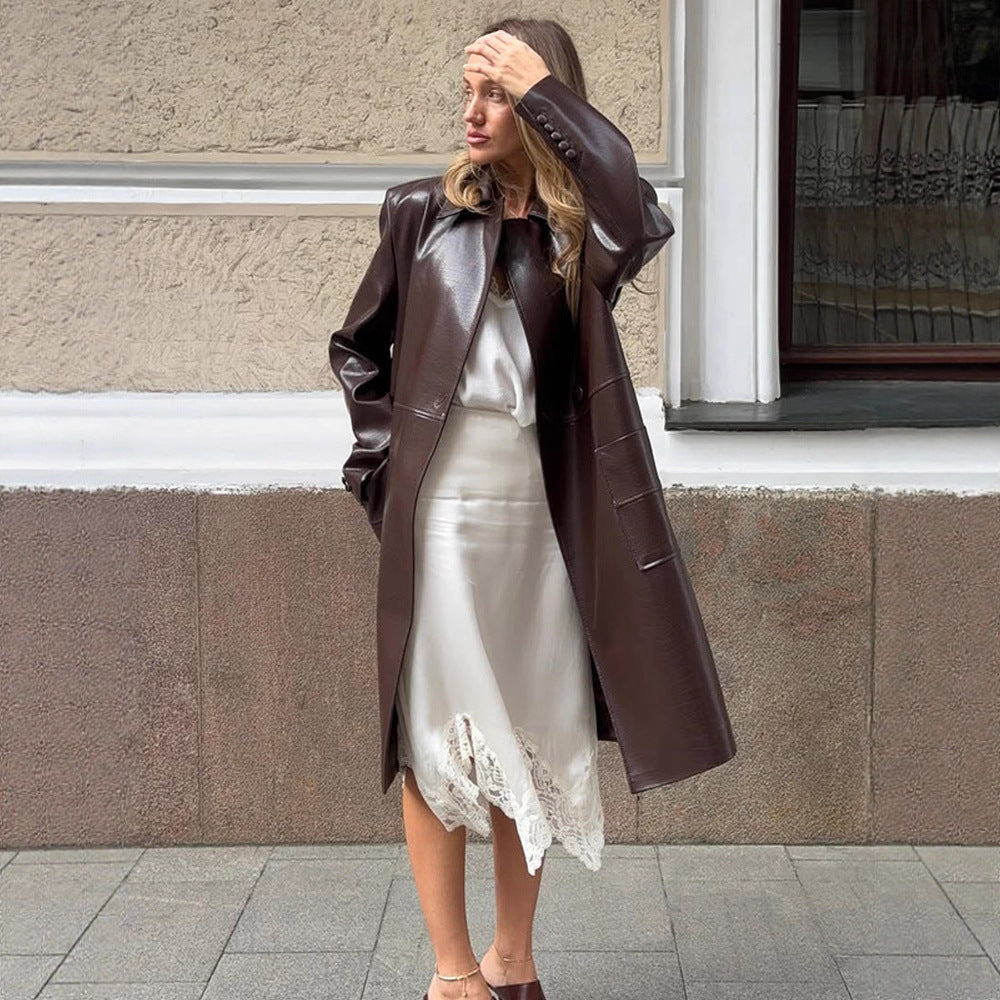 Damen Kunstleder-Blazerjacke Drune