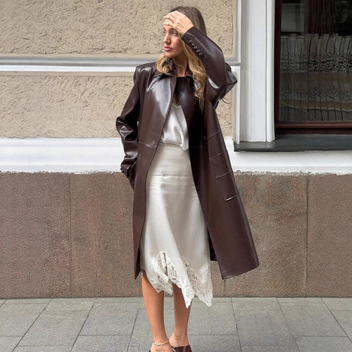 Damen Kunstleder-Blazerjacke Drune