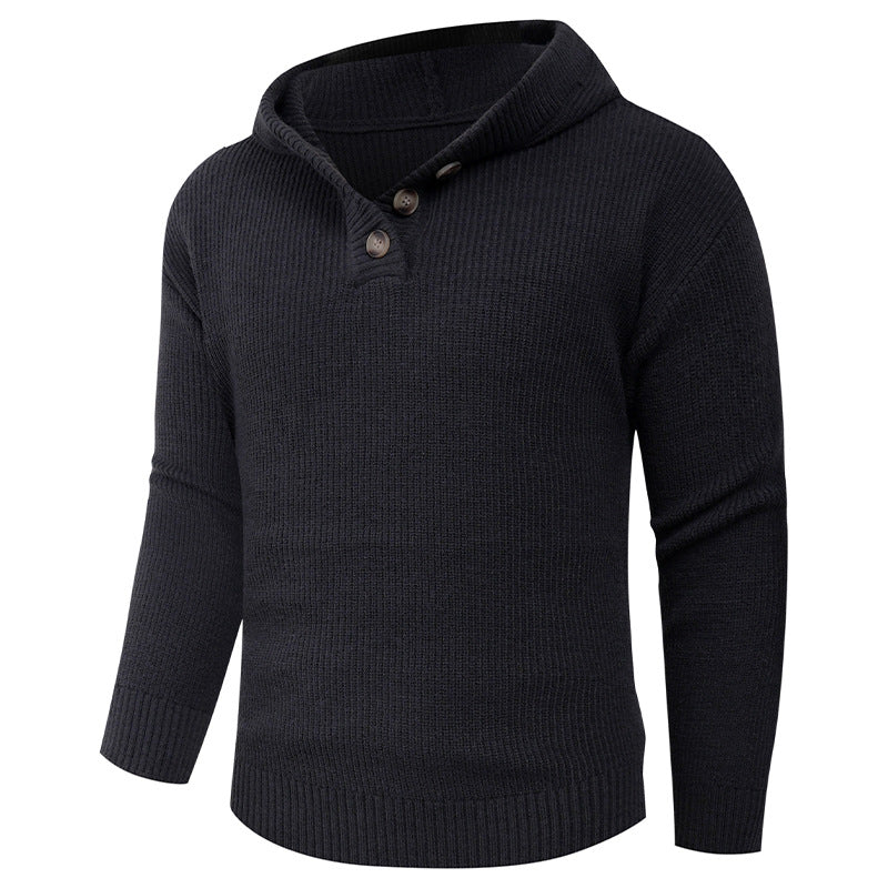 Herren Strickpullover mit hochabschließendem Kragen und Knopfdetails Drune