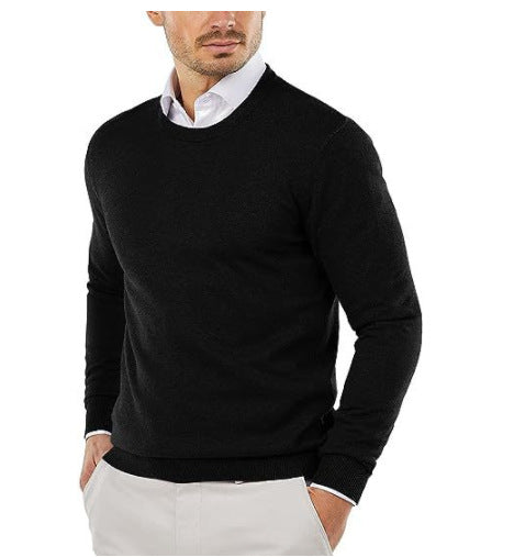 Herren eleganter Rundhals-Pullover aus feiner Baumwolle Drune