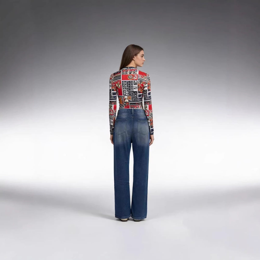Damen weite Jeans mit stylischem Destroyed-Detail und bequemer Passform Drune