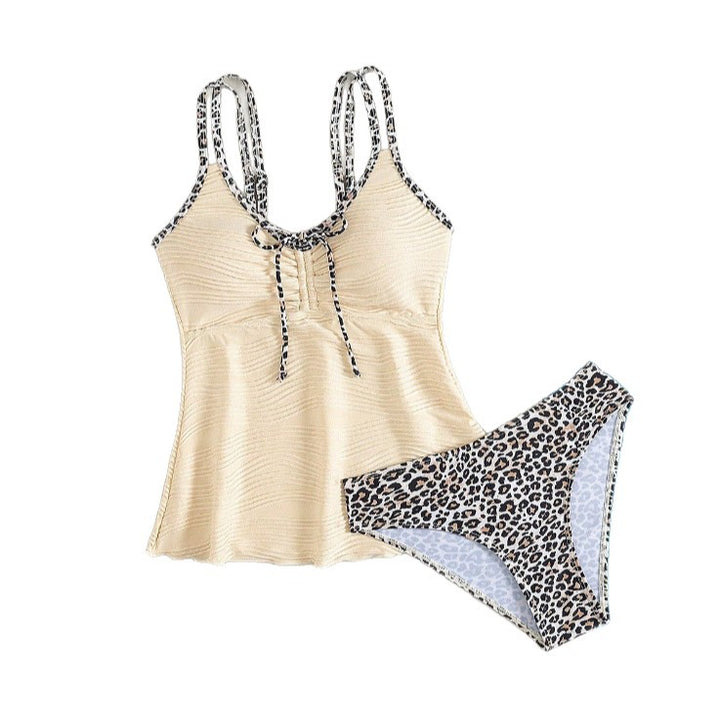Damen Tankini mit modisch gerüschtem Oberteil und animalischem Print Drune