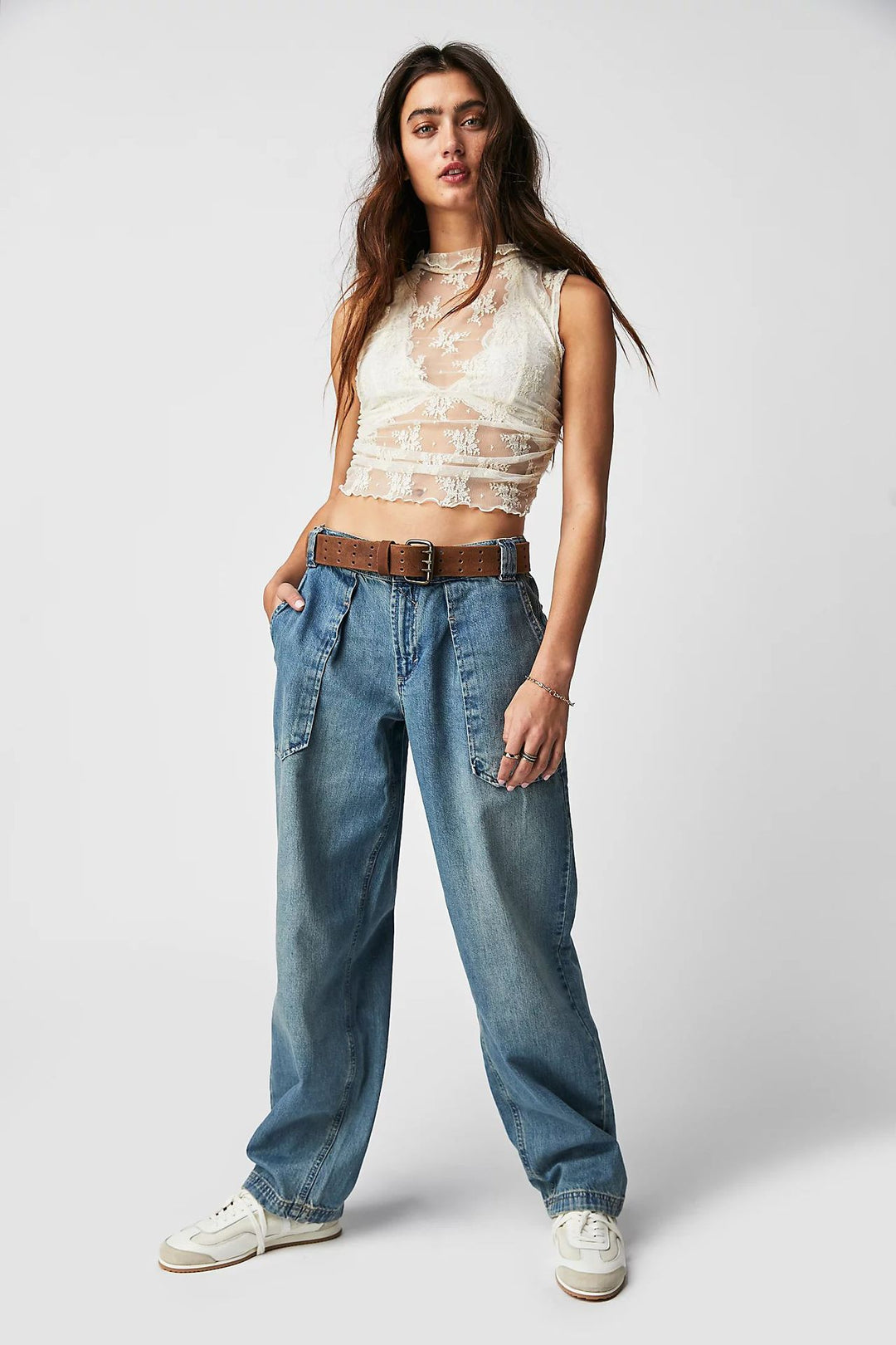 Damen weite Cargo-Jeans mit einzigartigen Taschen und lässigem Schnitt Drune