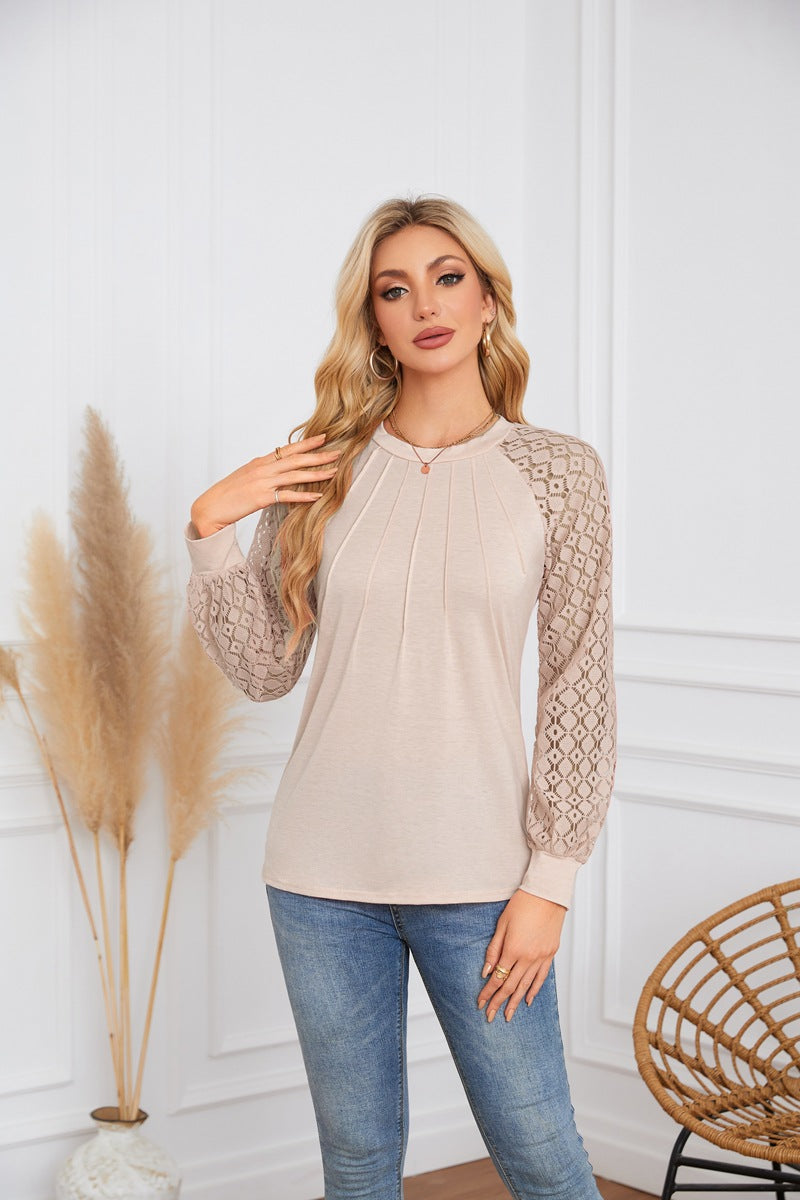 Damen Elegantes und atmungsaktives Oberteil mit Spitze Drune