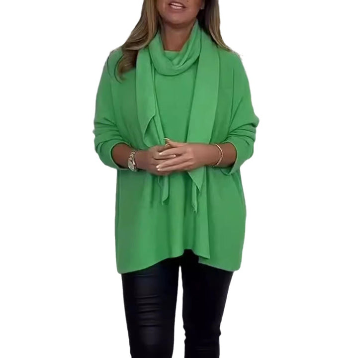 Damen Relaxed Fit Pullover mit modischem Schal Drune