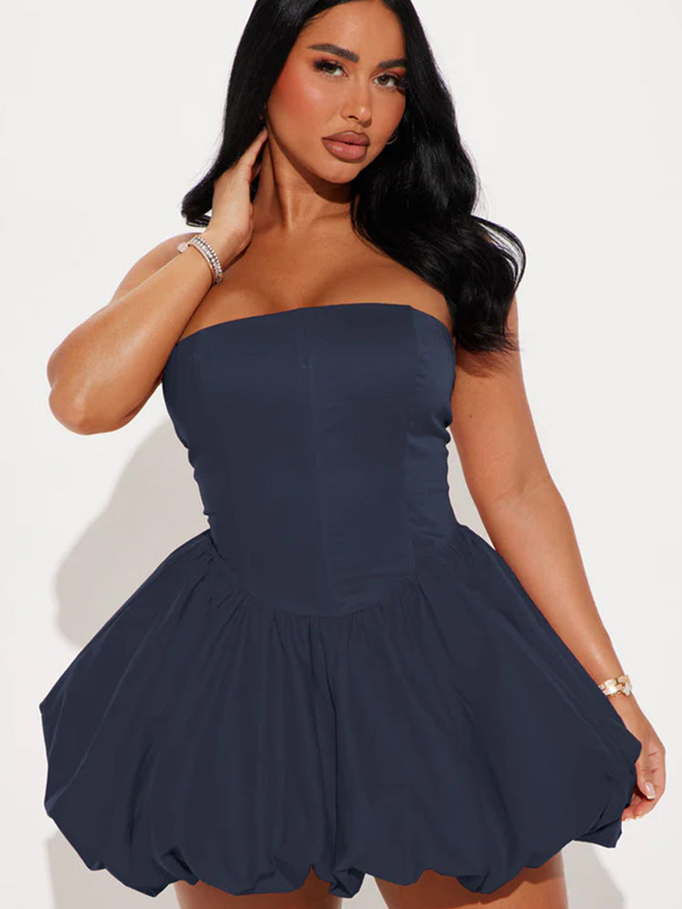 Damen Bustier-Kleid mit voluminösem Rock und figurschmeichelndem Schnitt Drune