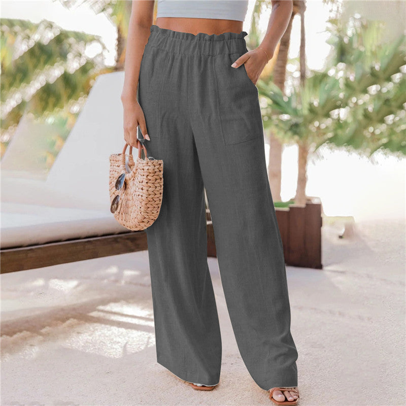 Damen Weite Palazzo-Hose mit elastischem Bund und praktischen Taschen Drune