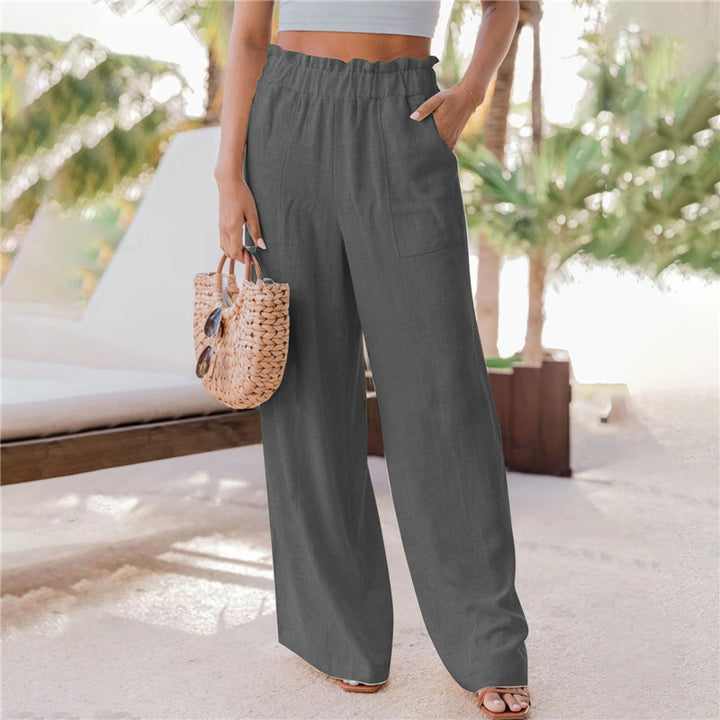 Damen Weite Palazzo-Hose mit elastischem Bund und praktischen Taschen Drune