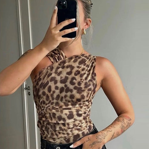 Damen Figurbetontes Bodysuit mit raffinierten Raffungselementen und Animal-Print Drune