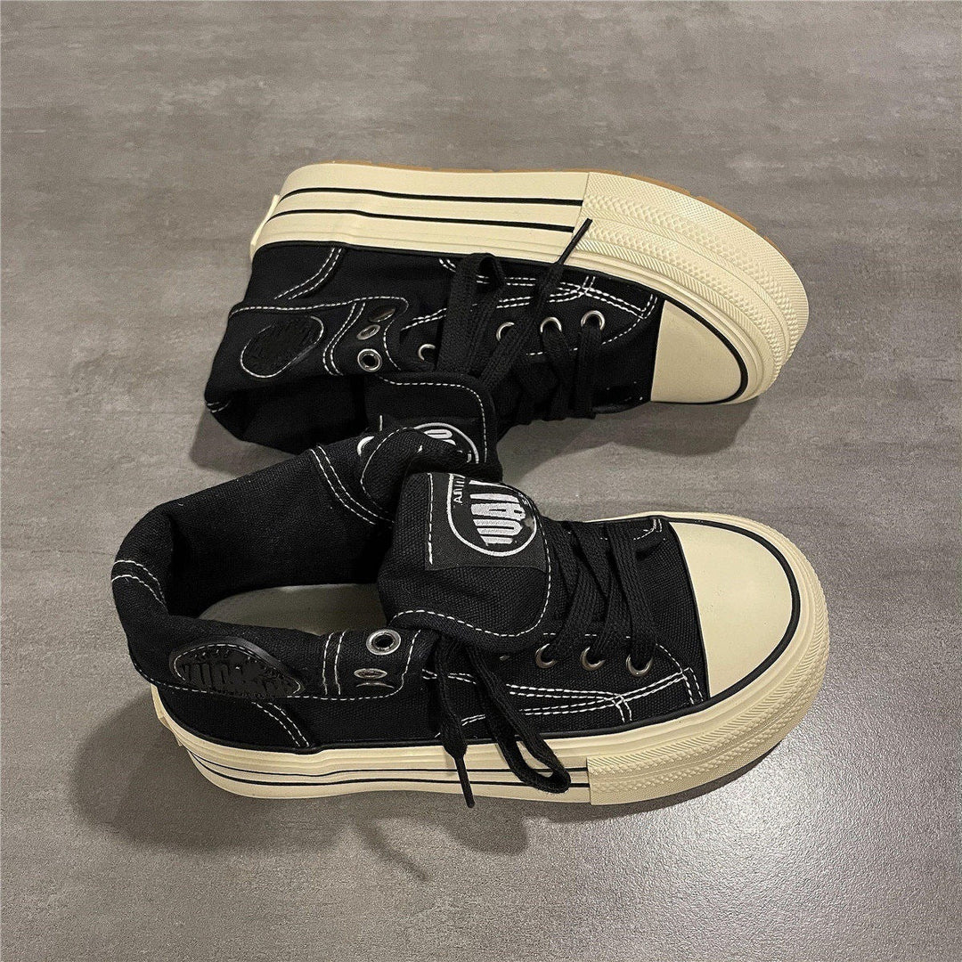 Damen High-Top Sneakers mit dicker Gummisohle und seitlichem Reißverschluss Drune