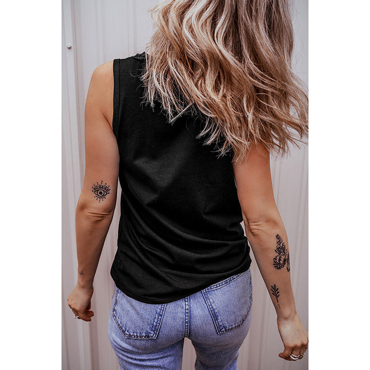 Damen ärmelloses Blusenshirt mit Knopfleiste und Brusttasche Drune
