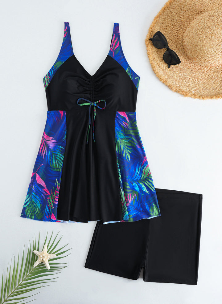 Damen Strandkleid Badeanzug mit elegantem Leopardenmuster Drune