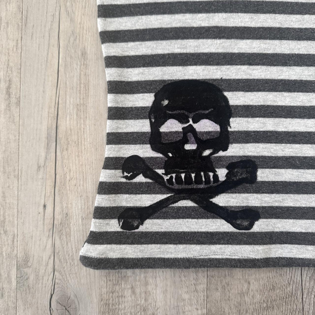 Damen gestreifter Schal mit Totenkopf-Design Drune