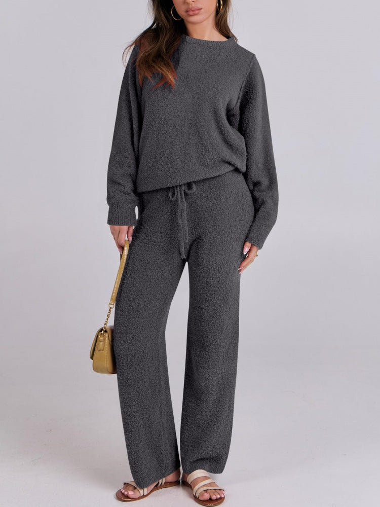 Damen nan kuscheliges Lounge-Set mit Oversize-Pullover und Kordelzughose Drune