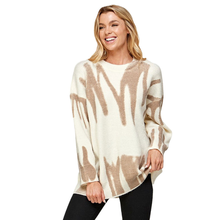 Damen lässiger Strickpullover mit einzigartigem Muster Drune