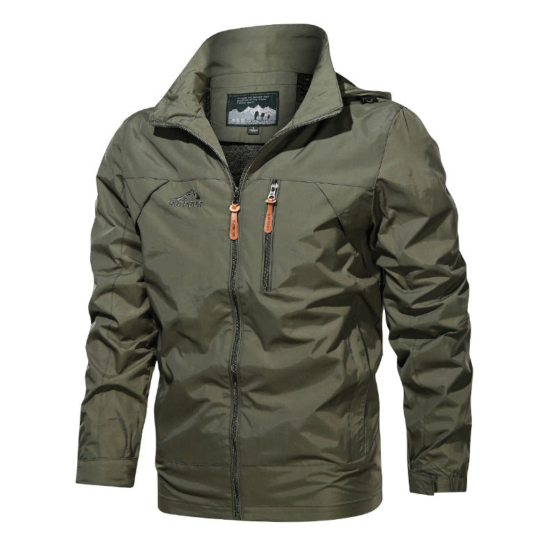Herren nan leichte wasserabweisende Softshell Outdoorjacke mit Kapuze Brusttasche Drune