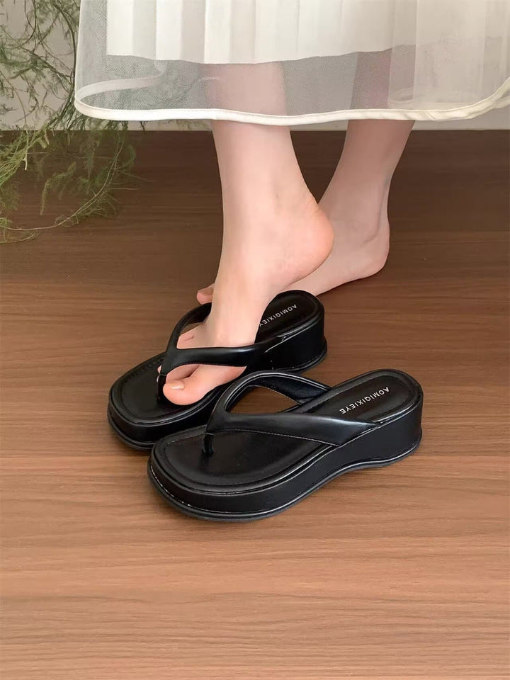 Damen trendige Wedge-Zehentrenner mit elegantem Obermaterial Drune