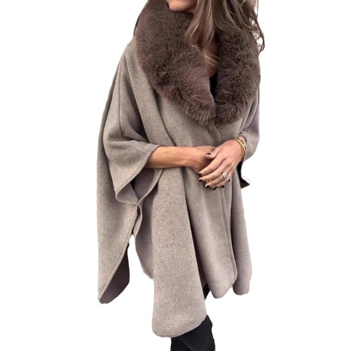Damen elegante Übergangsjacke mit luxuriösem Kunstpelzkragen Drune