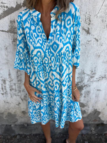 Damen lässiges Strandkleid mit hohen Seitenschlitzen und modischem Druckmuster Drune
