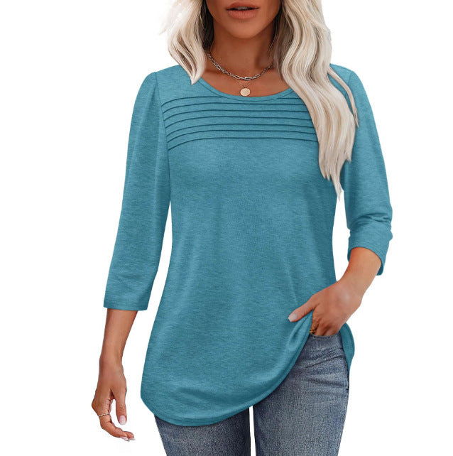 Damen Elegant geschnittenes Oberteil mit gerafften Details Drune