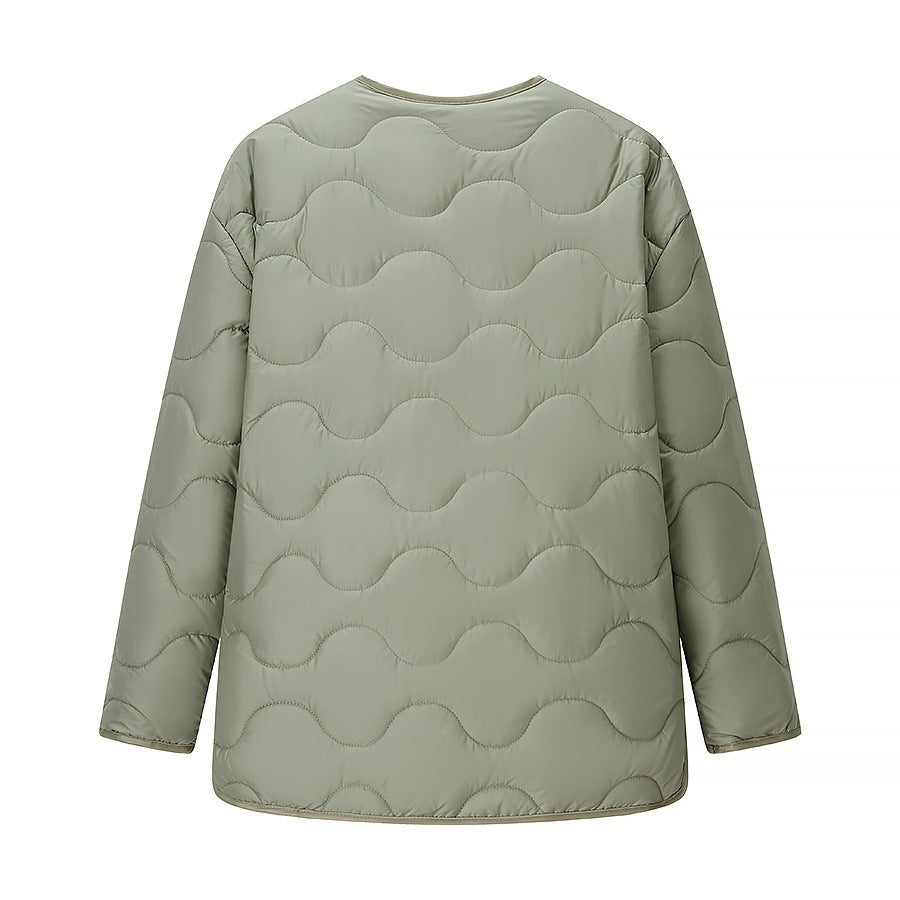 Damen Steppjacke mit Rundhalsausschnitt und Druckknopfverschluss Drune
