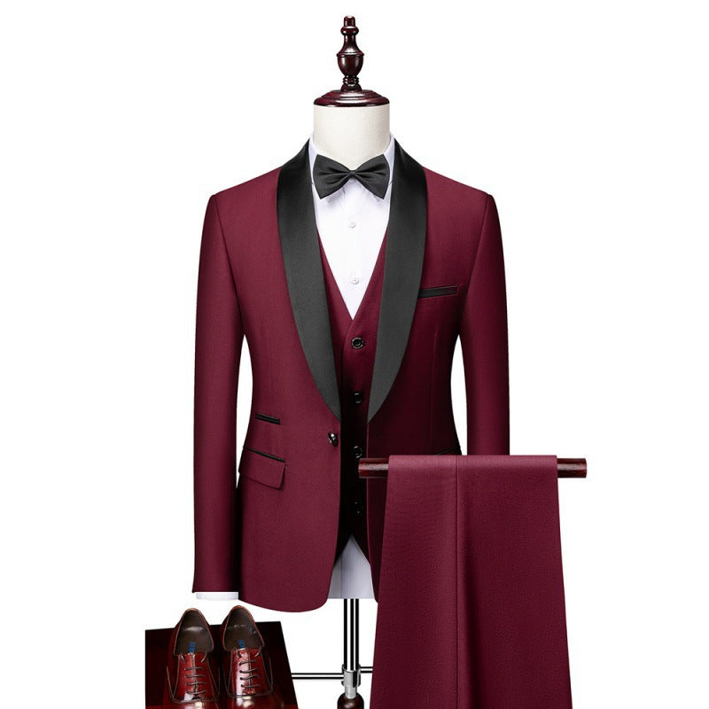 Herren nan dreiteiliges Smoking-Set mit Schalkragen, taillierter Weste und schlanker Passform Drune
