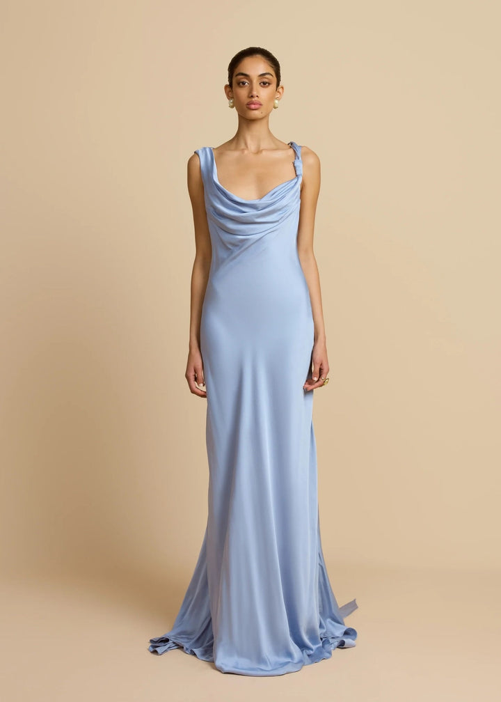 Damen Elegantes Maxikleid mit drapierten Details Drune