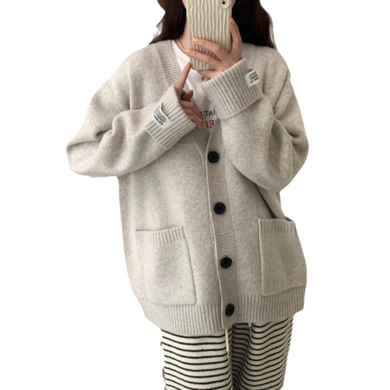Damen Strickjacke mit lässigem Schnitt und großen Taschen Drune