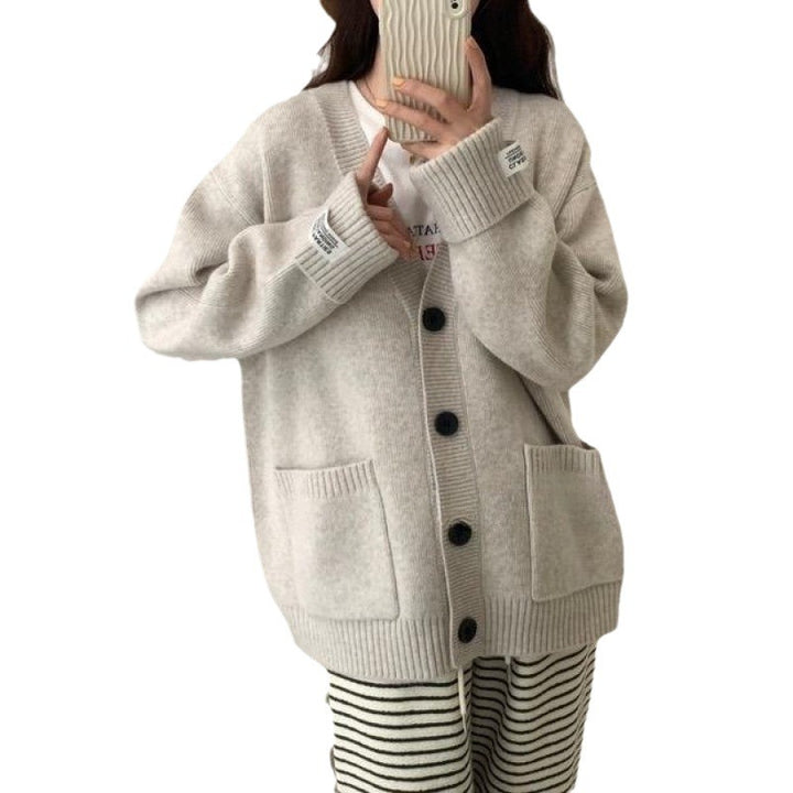 Damen Strickjacke mit lässigem Schnitt und großen Taschen Drune