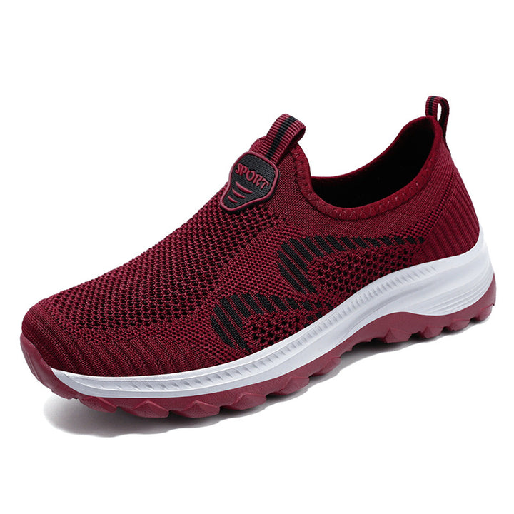 Damen nan leichter atmungsaktiver Strick-Slip-On Sneaker mit stoßdämpfender EVA-Zwischensohle und griffiger Profilaußensohle Drune